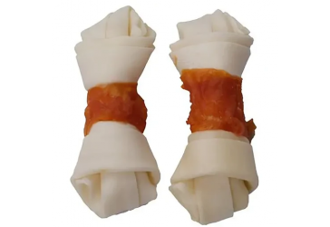 Ласощі для собак Вузлові кістки із сиром'ятної шкіри з курячим м'ясом 500 г