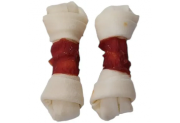 Ласощі для собак Вузлові кістки із сиром'ятної шкіри з качиним м'ясом 500 г