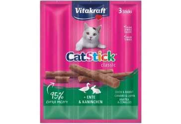 Ласощі для котів Vitakraft Cat Stick Rabbit & Duck (м'ясні палички з кроликом та качкою) - 18 г (3х6г)