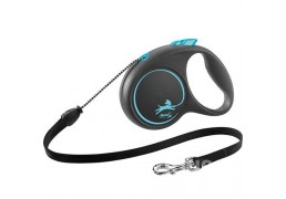 Flexi Black Design XS- повідець-рулетка для собак вагою до 8 кг, трос, 3 м синій