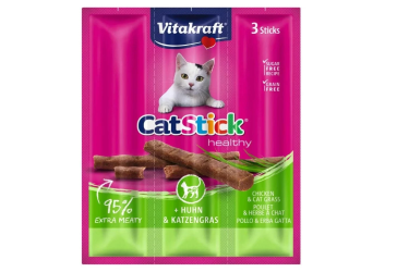 Ласощі для кішок Vitakraft Cat Stick Chicken&Cat grass (з куркою та котячою травою) палички -18 гр (3х6г)