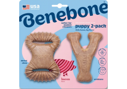 Набір з 2 міцних іграшок Benebone Puppy Pack для гризіння зі смаком бекону для цуценят вагою до 7 кг