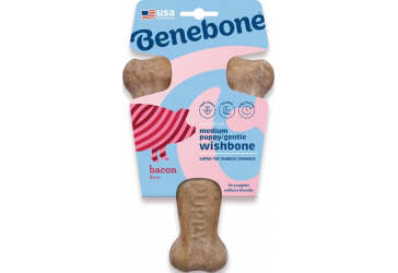 Іграшка Benebone Puppy Wishbone Bacon для гризіння Важіль зі смаком бекону розмір MEDIUM для цуценят вагою до 27 кг