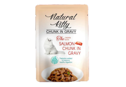 Влажный корм Natural Kitty Chunk in Gravy Chicken with Salmon для кошек кусочки курицы и лосося в соусе 85 г