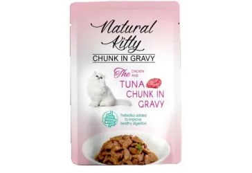 Влажный корм Natural Kitty Chunk in Gravy Chicken and Tuna для кошек в виде кусочков курицы и тунца в соусе, 8
