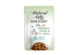 Влажный корм для кошек -NaturalKittyChunkinGravyChicken LiverwithTuna(тунец/курица/куриная печень в соусе)-85г