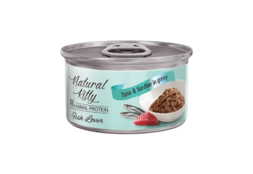 Влажный полнорационный корм для кошек Natural Kitty Meat Lover tuna and sardine in gravy с диким тунцем и сард