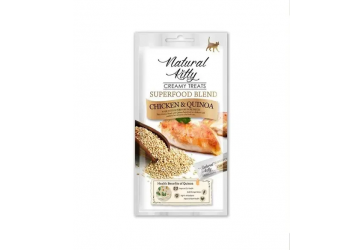 Крем-снек для котов Natural Kitty Creamy treats Chicken & Quinoa, со вкусом курицы и киноа, 4х12г