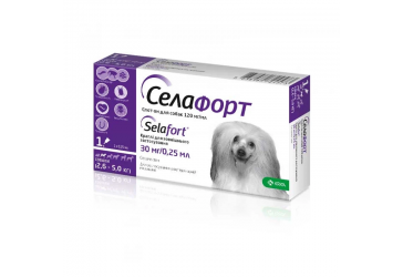 Селафорт капли от блох клещей и гельминтов для собак 30 мг. весом 2,6-5 кг, 1 пипетка